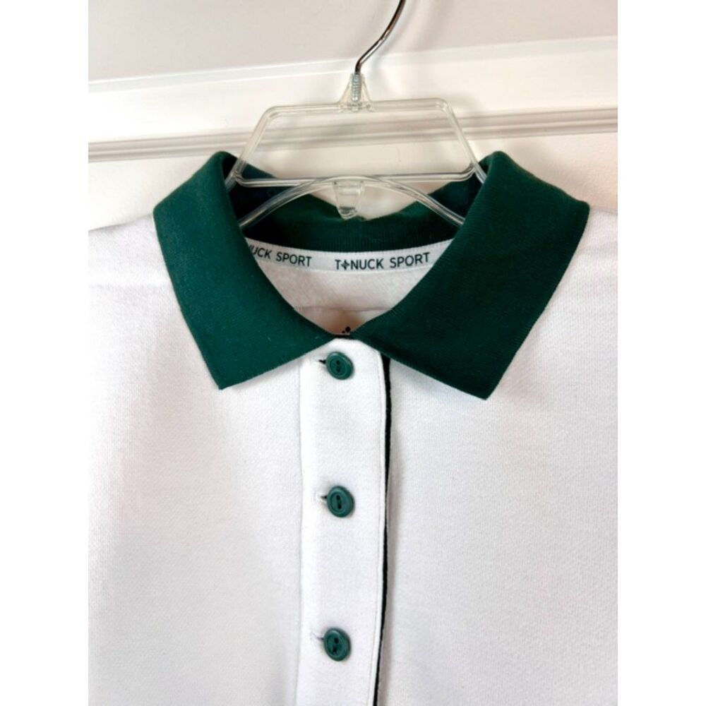 Tuckernuck Studio McGee White Green Crop Polo Sweatshirt Sport Pullover XS NWT - Picture 4 of 6